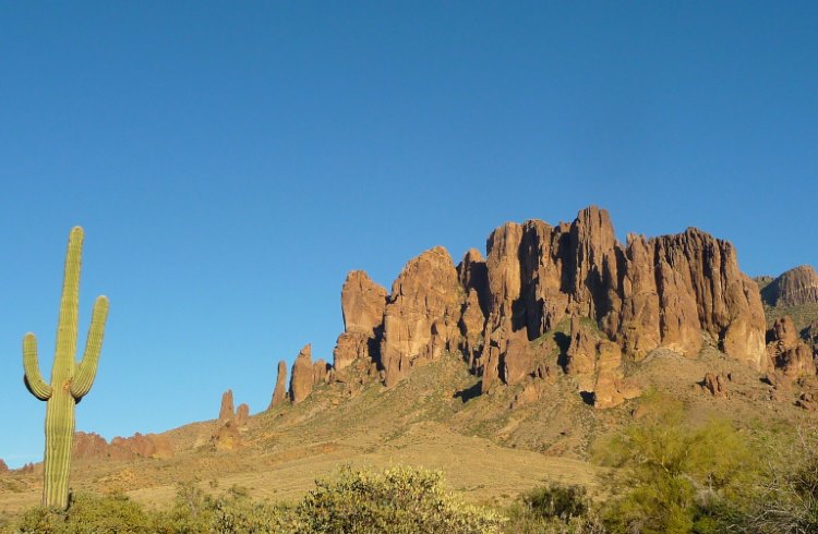 Dramatic rock pinnacles in the Sonoran Desert, Arizona, United States.