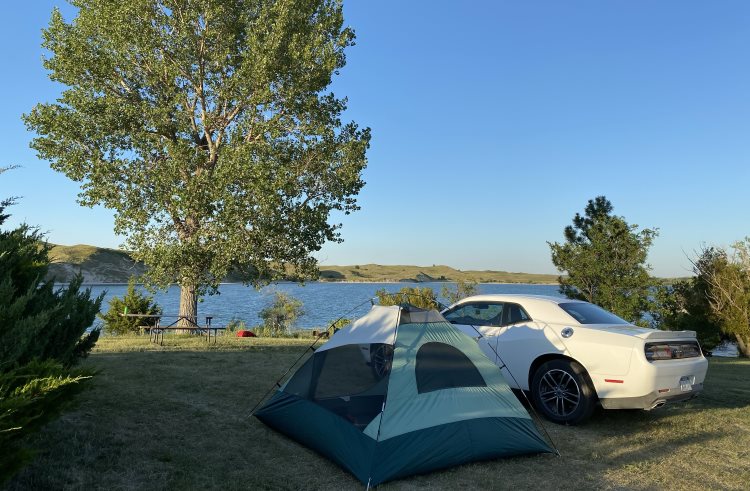 Car camping at the Snake River Area Campground in Cherry County, Nebraska.