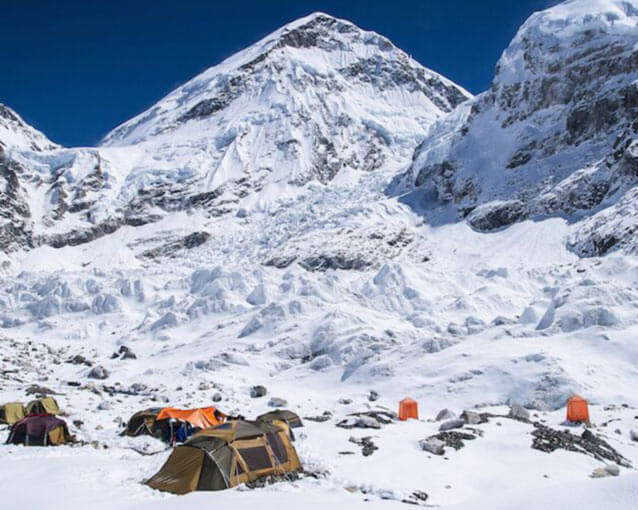 Tents in the snow mountains