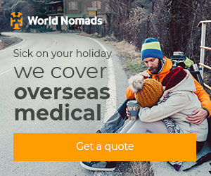 Insurance for Digital Nomads. A World Nomads ad that says "Sick on your holiday We cover overseas medical. Get a Quote"