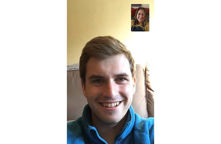 A couple facetiming each other