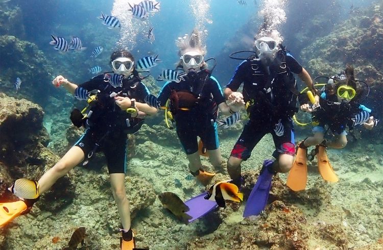 family scuba diving