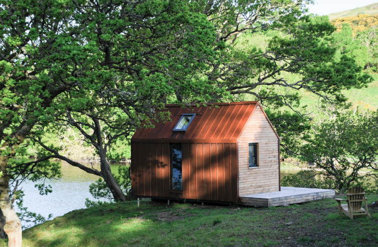A bothy, or small shelter, overlooking Loch Nell in western Scotland.