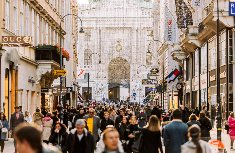 foreign tourists from european and arabic countries visit vienna