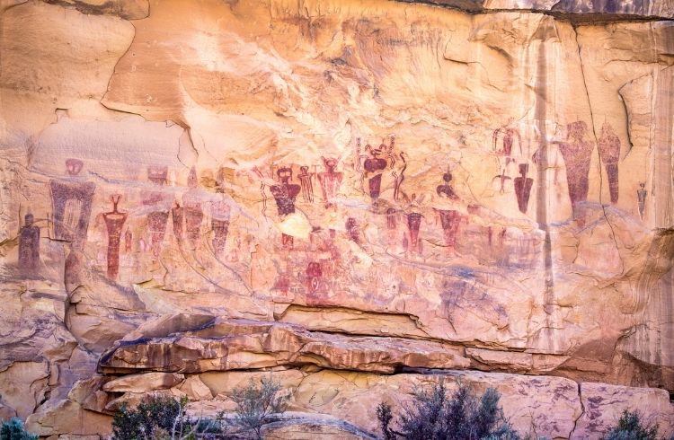 Barrier Canyon Style Native American Rock Art at Sego Canyon in Utah