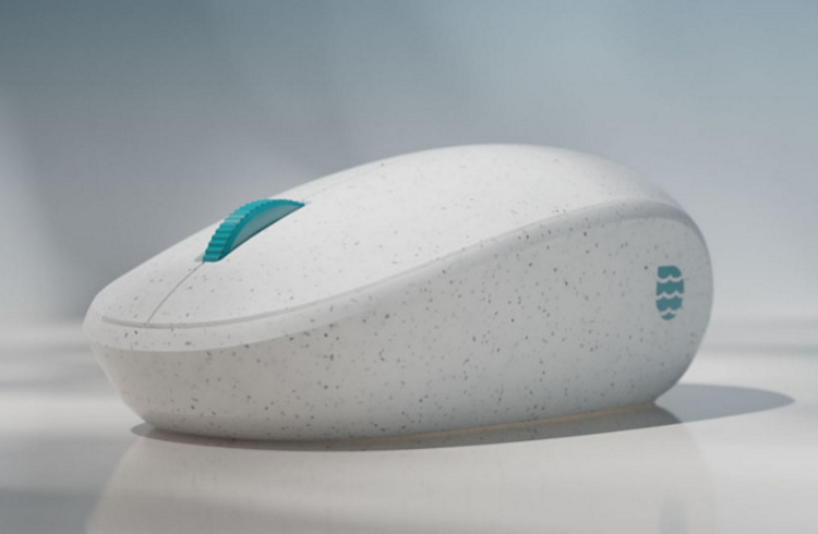 The Ocean Plastic Mouse, a computer mouse made from placic recovered from oceans and waterways.