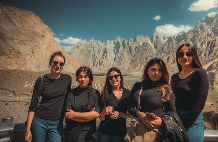Women travelers on a trip to Pakistan.