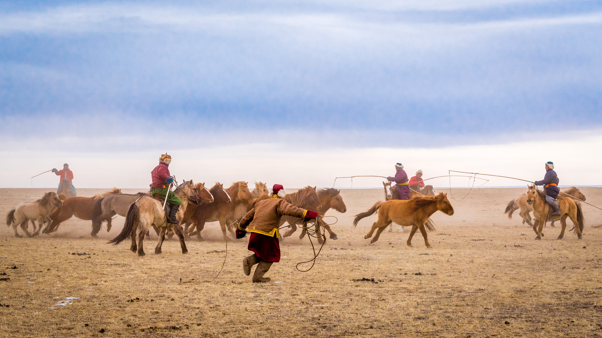 It is team work. The sense of community living is very strong among Mongolian nomad families.