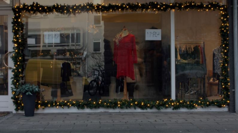 A shop shooted from the outside in Holiday time.