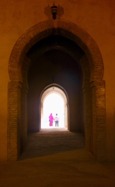 A surprise moment when I caught this couple walking out of the granary in the old medina in Meknes. The couple provides us with a reminder that this is more than just ruins; this scene may echo one from the past. 