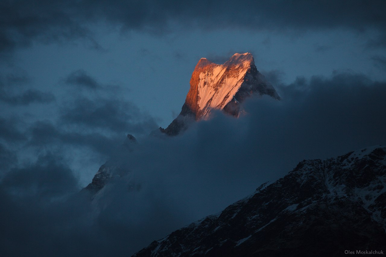 Machapuchare - house of the god Shiva. The most beautiful mount in Nepal.