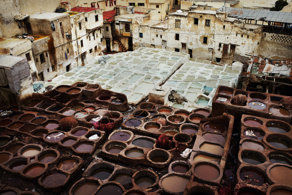 Chouara is the leather tanneries of Fes in Morocco. This tannery is almost a thousand years old, also it's the largest and the biggest one in the city.