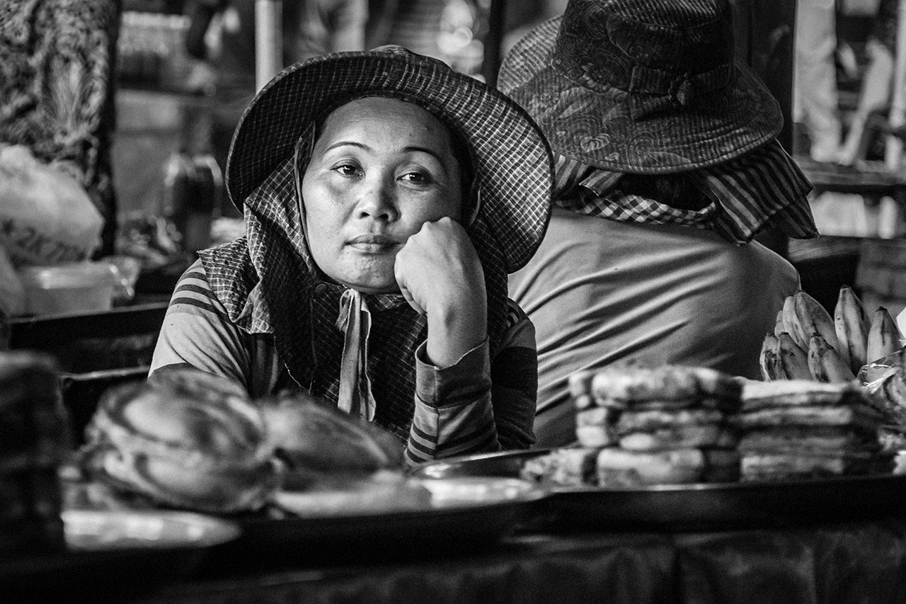 The Saleswoman at the Cambodian market.