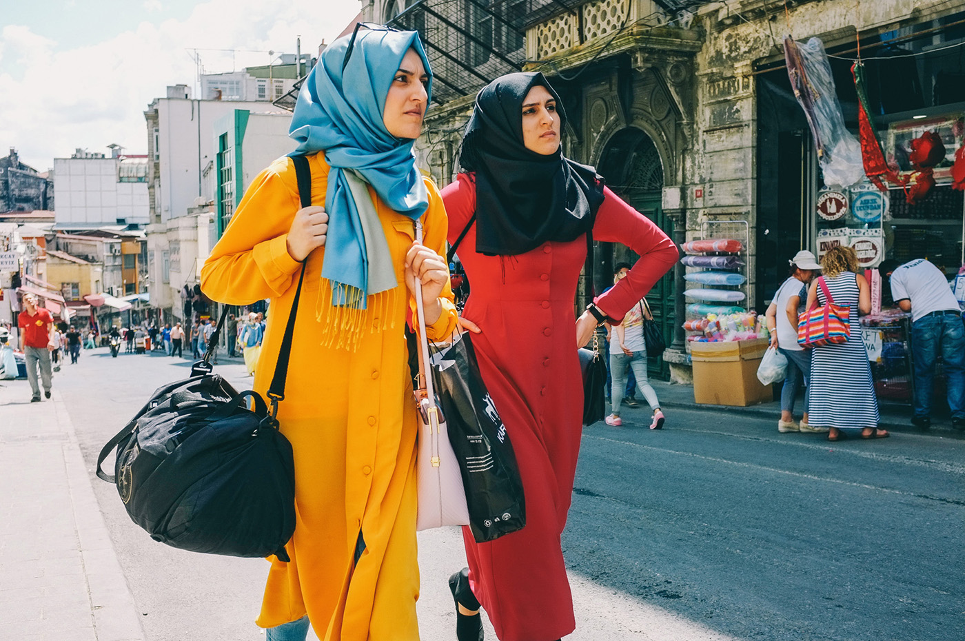 Two women shopping together in Istanbul's market district. I was the silent observer, trying to capture even a moment of authentic everyday Turkish life in one of the biggest cities in the world.