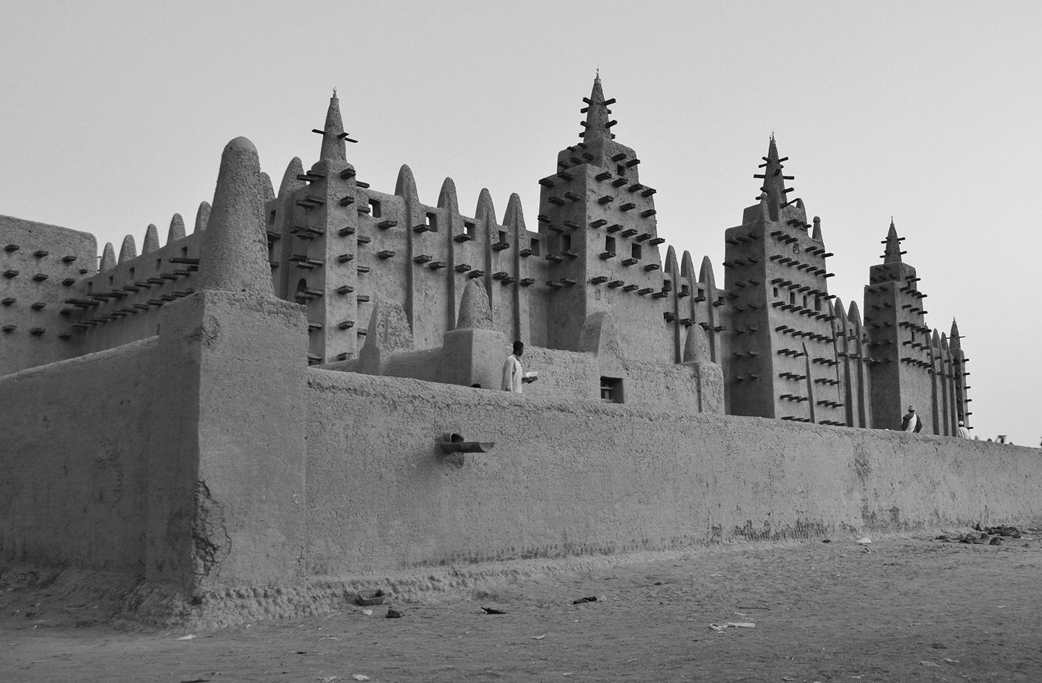 Every year, residents of Djenne town work together to re-surface the iconic mud mosque. This was the calm before the storm of activity early in the morning, showing the mosque empty of workers.