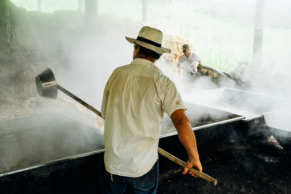 3.       The sugar juice extracted from the sugarcane goes into hot stainless steel bowls through to be cooked. The laborer that moves the juice from bowl to bowl is called 'Puntero'. They do this in order to clean the sugar juice from all impurities.