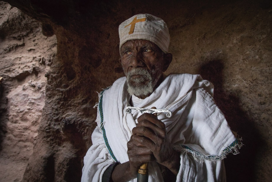 A priest is about to lead mass. He is one Ethiopian who is preserving rituals and everyday-habits in a way very similar to that of Jesus' first apostles. Lalibelians are considered among the most conservative people in the world.