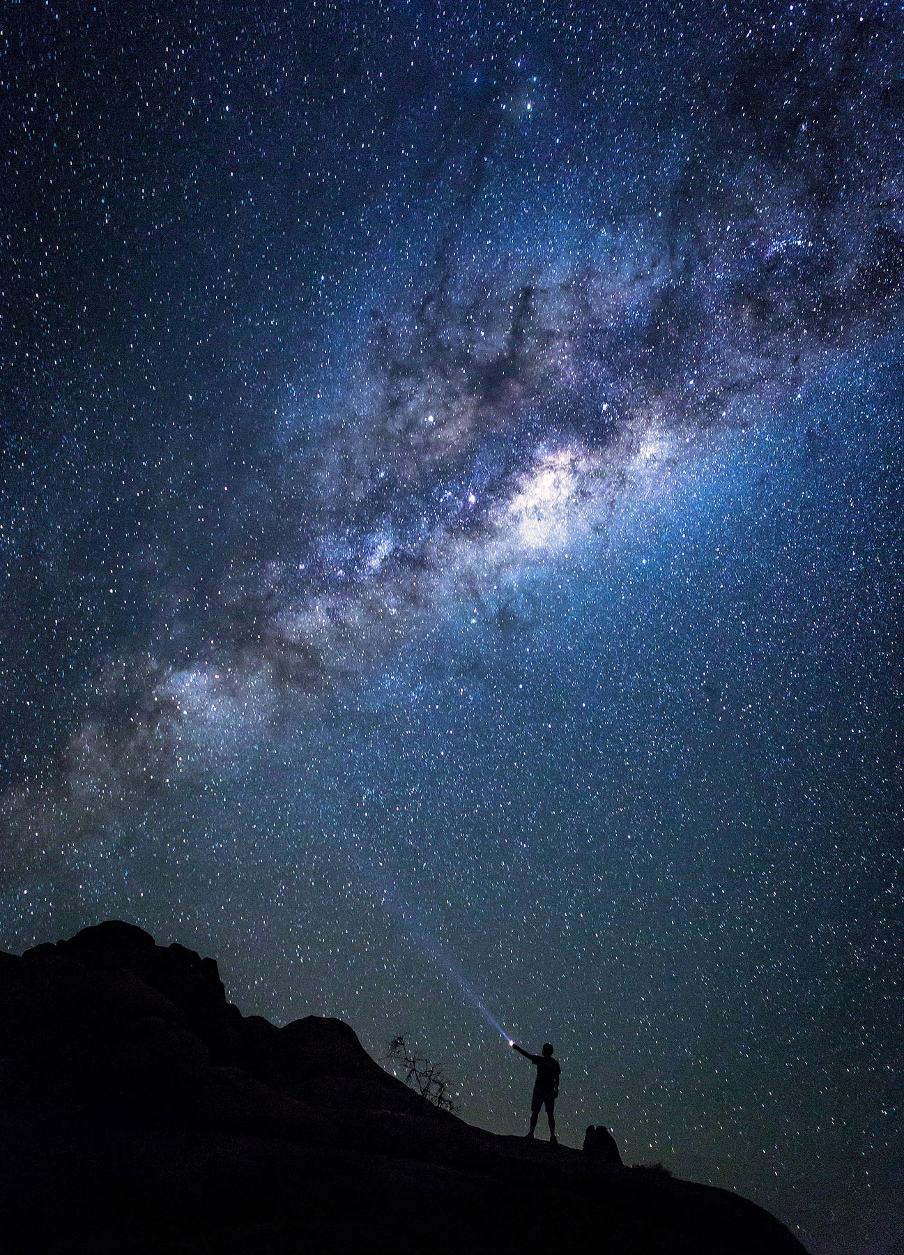 Because Namibia has very few large built up areas (and the distance between big towns is so great), there is very little light pollution creating some of the clearest night skies I've ever seen.  