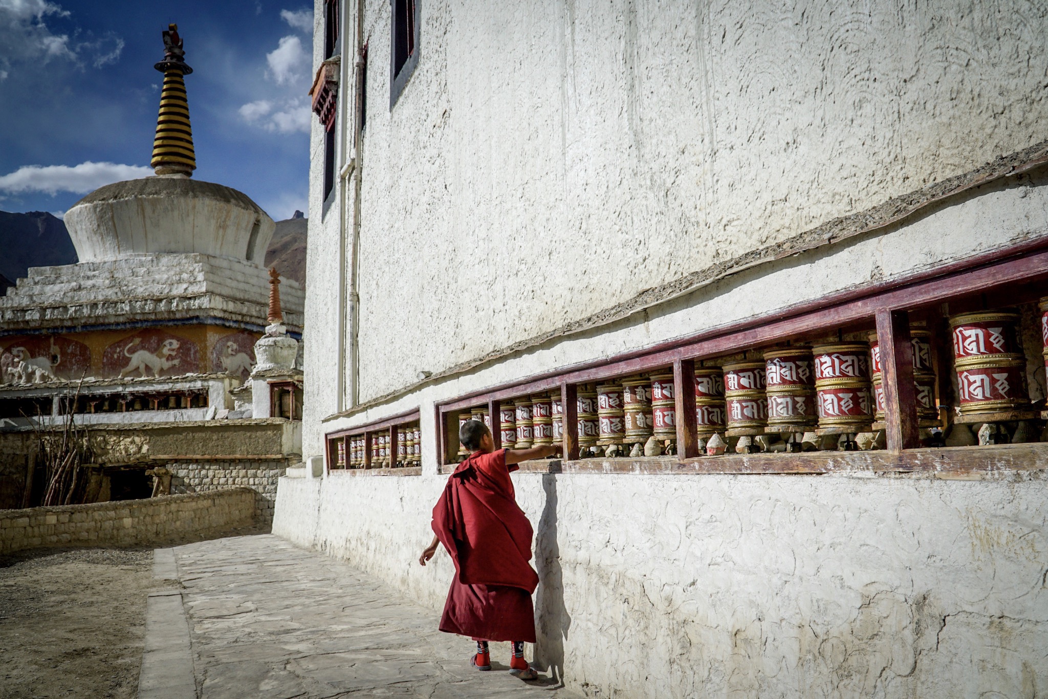 The prayer wheels must still be turned clockwise daily as per training.