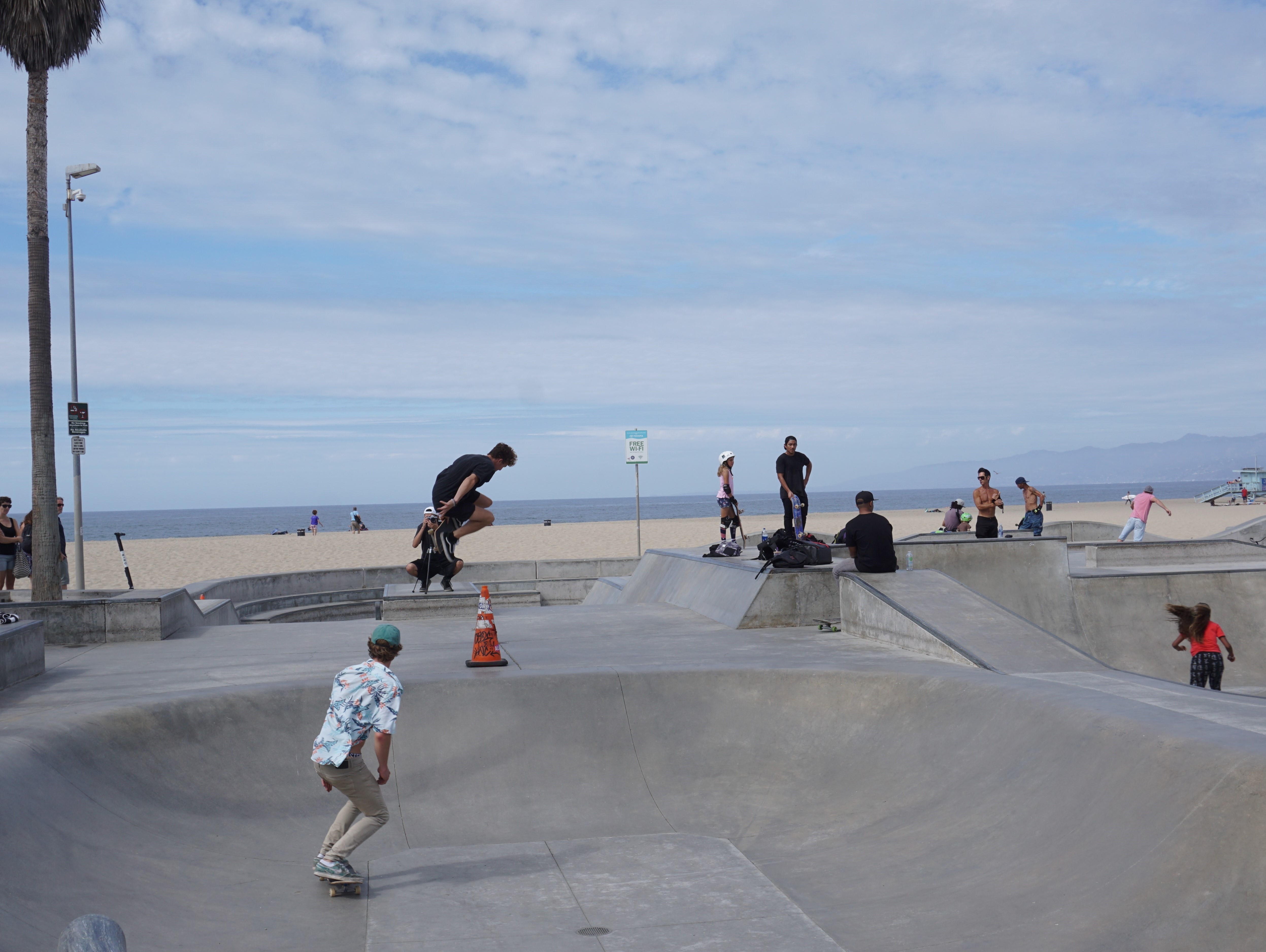 The Venice beach skatepark is a place where you will find both the young and old skateboarding among the ledges while locals and tourists observe.