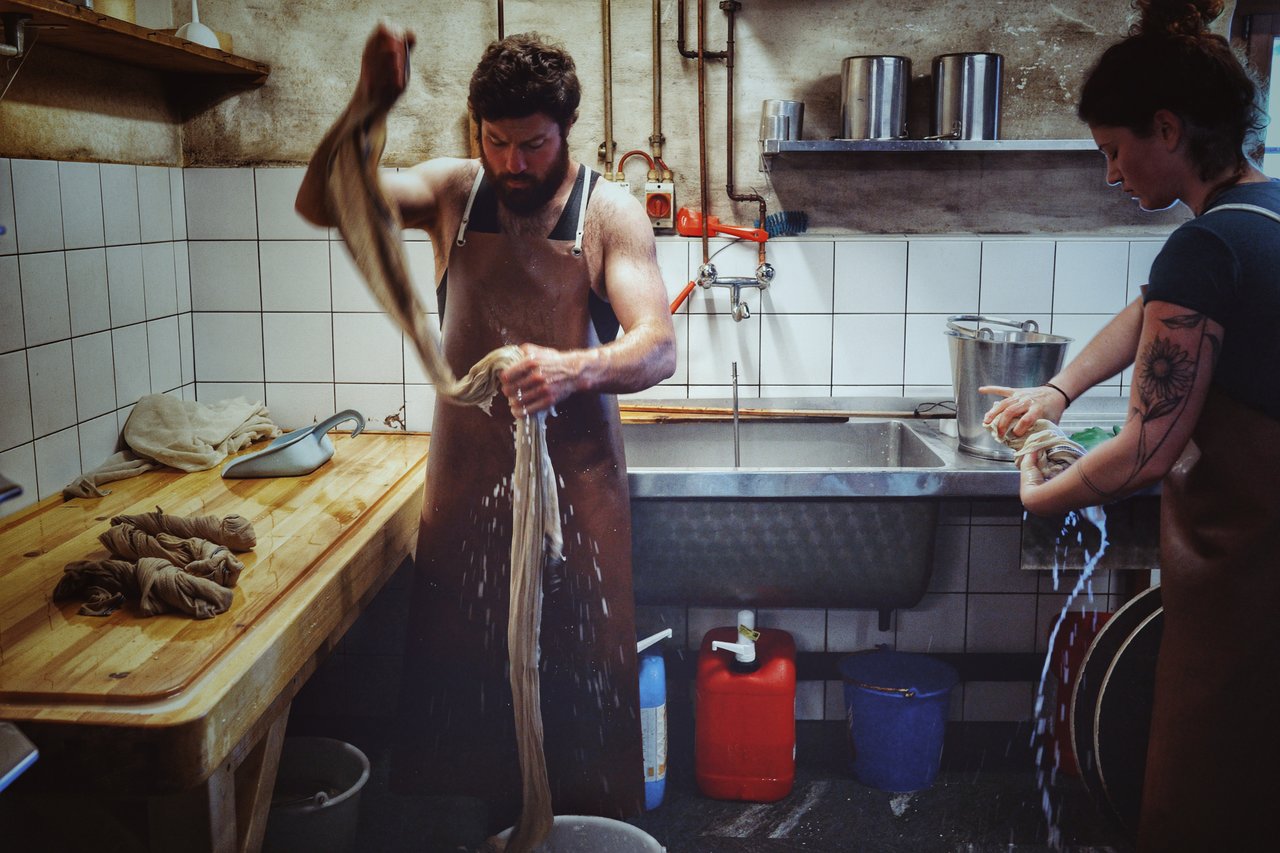 This physically demanding process happens every morning from late Spring to Autumn. Julien’s family have been making the local Cheesemakers for decades.