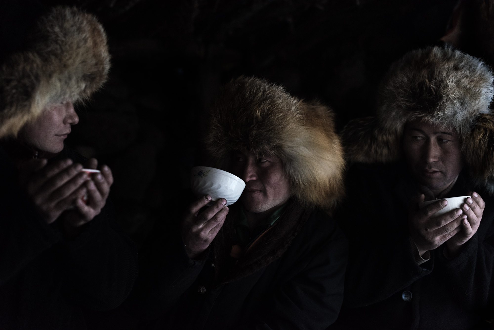 A welcome cup of chai at the end of another day on the Kazakh winter migration.