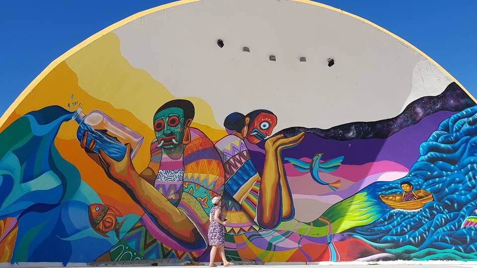 Holbox Art ( My partner looks like an ant in this picture) 