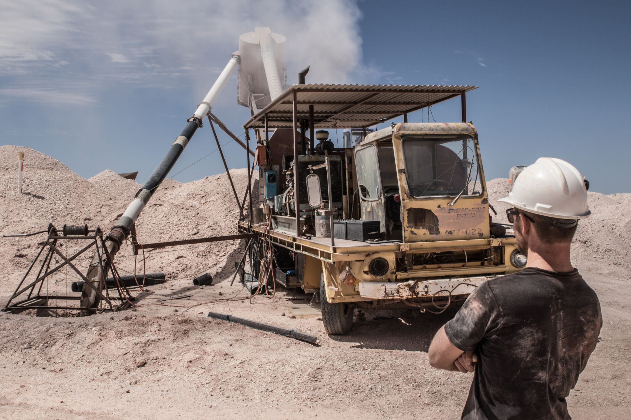 A man mining for opal in Coober Pedy, the biggest opal mine in the world