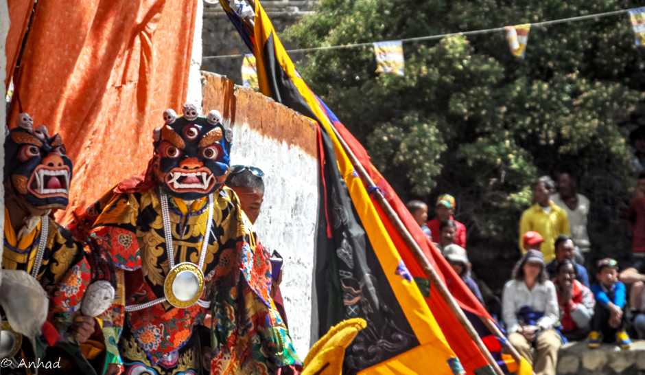 At the sacred festival of Guitor dancing lamas wear masks & perform a ceremony called Chham depicting morals in stories of demons & spirits. Tradition is handed down as a symbol of identity. Does heritage define us? The demon mask here, announces its presence with a piercing stare. Is this the ego?