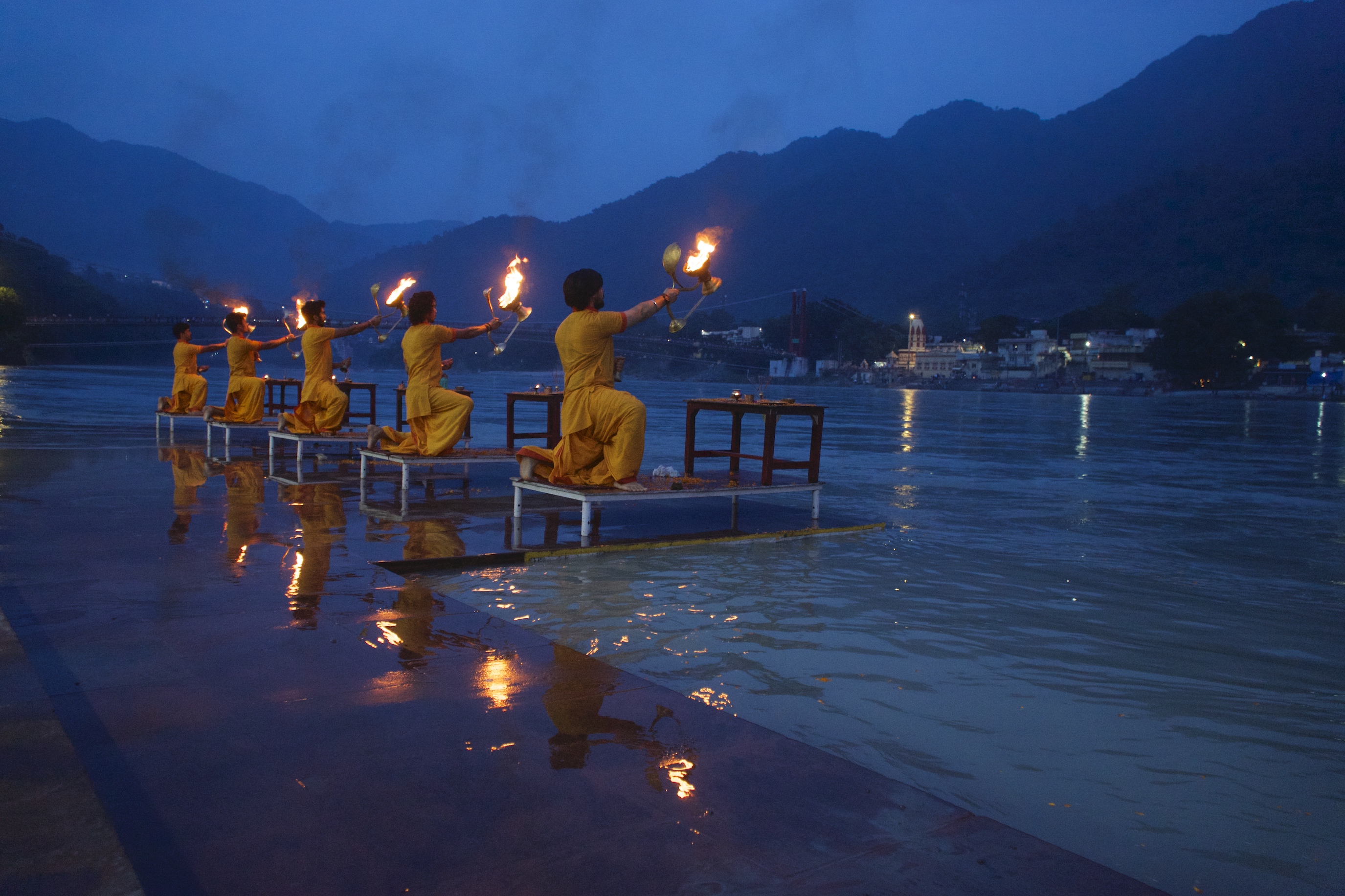 Water is one of the 5 elements in nature. Worshipping river Ganges along with other 4 elements earth, file, air and sky in the evening by the priests.