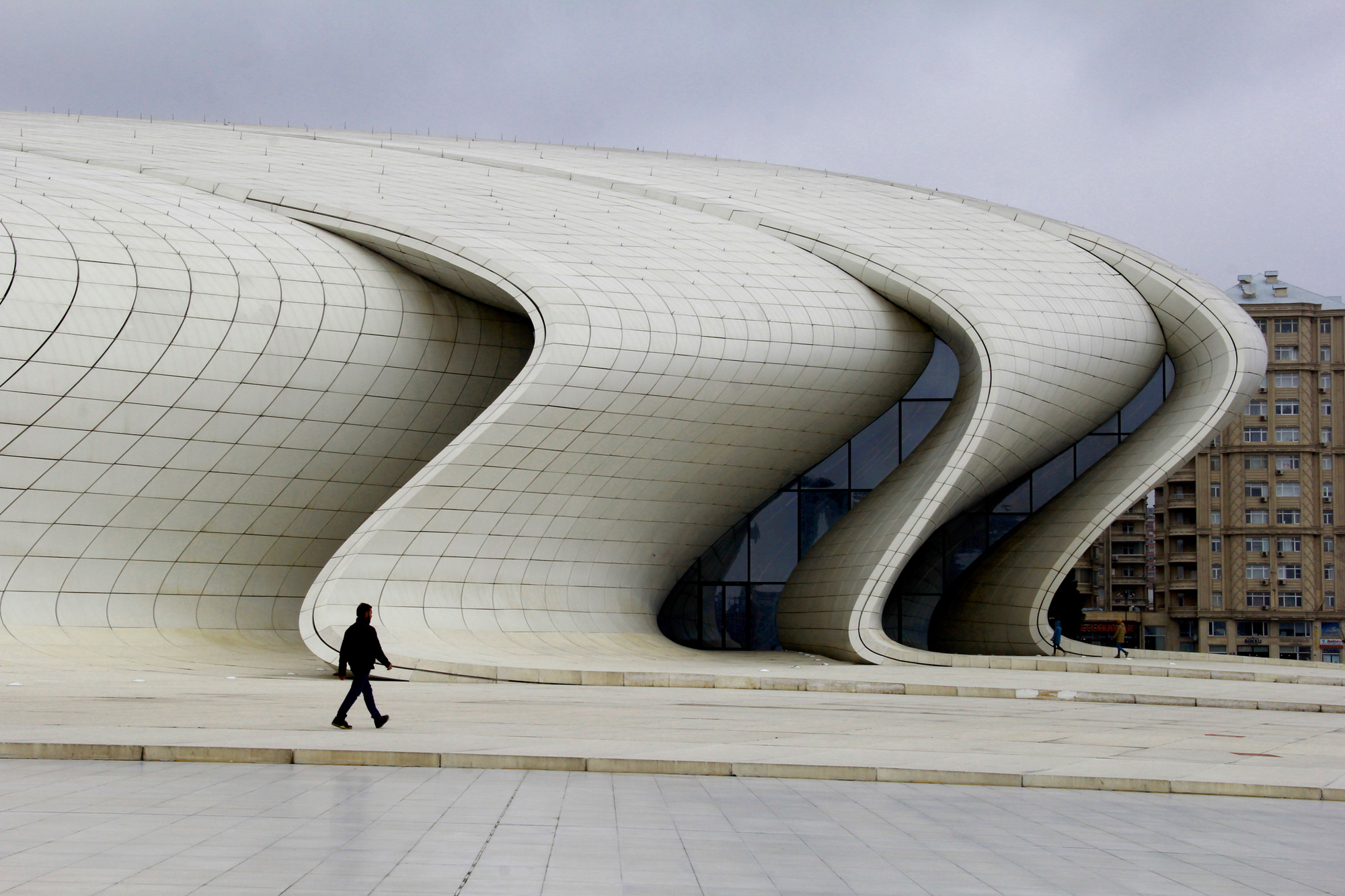 one of the most popular buildings of Baku, modern art museum design by world-famous architect Zaha Hadid, great example of modern architecture to the world