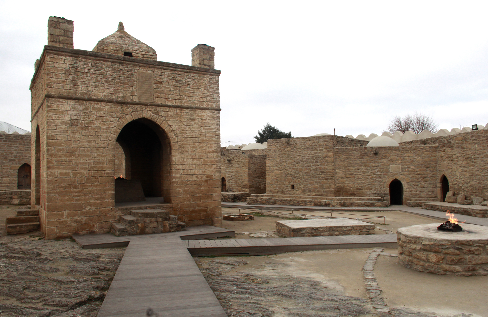 the fire temple complex built in 4 phases, made more than 400 years ago by Indians when Baku as part of the silk trade route, the fire is still on since it built. 
