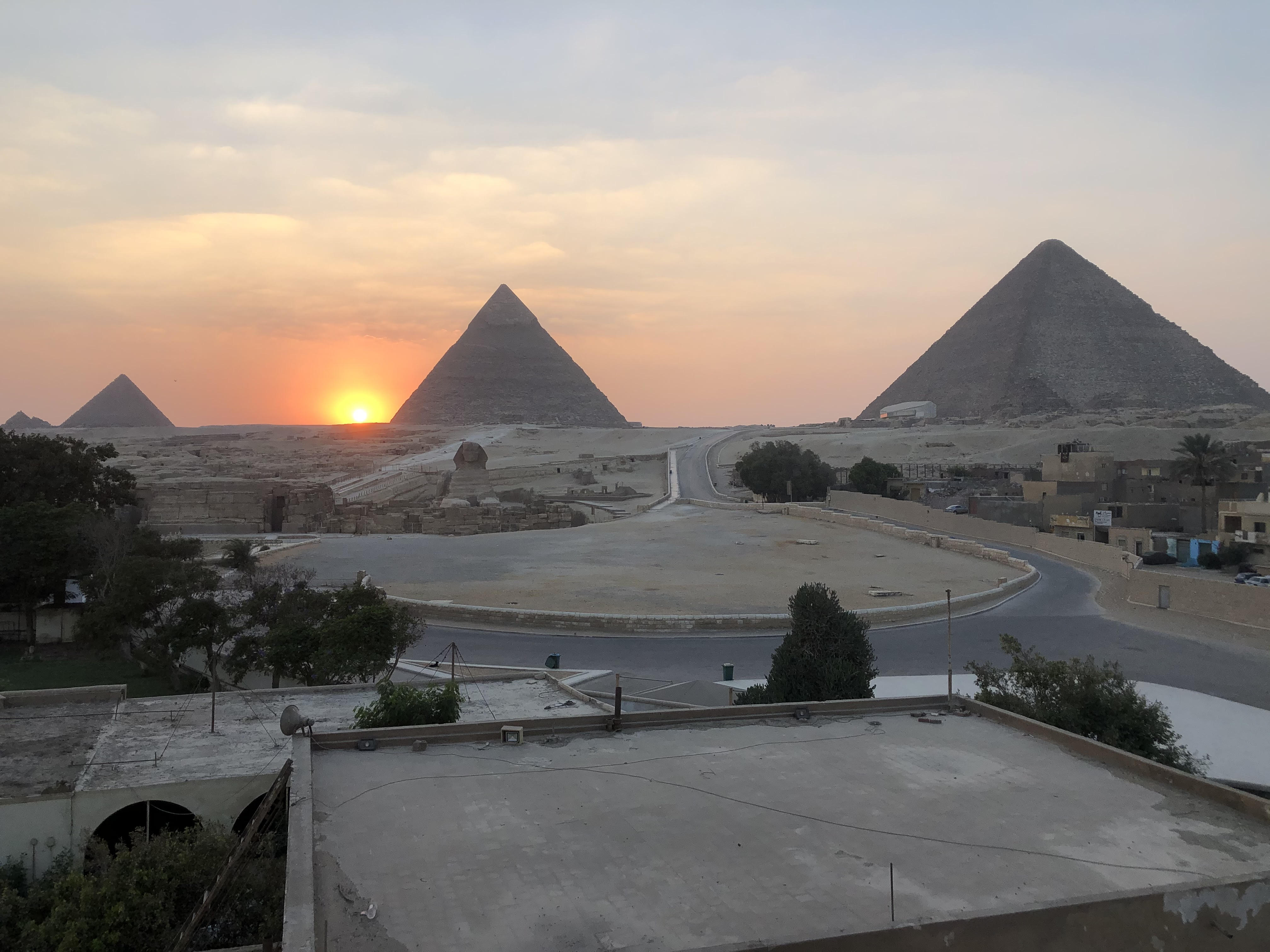 Arriving into Cairo from Malta at 3.45 am - a new dawn arrives at Giza as we finally get to our room. No time for sleep - we gaze out at the pyramids. 