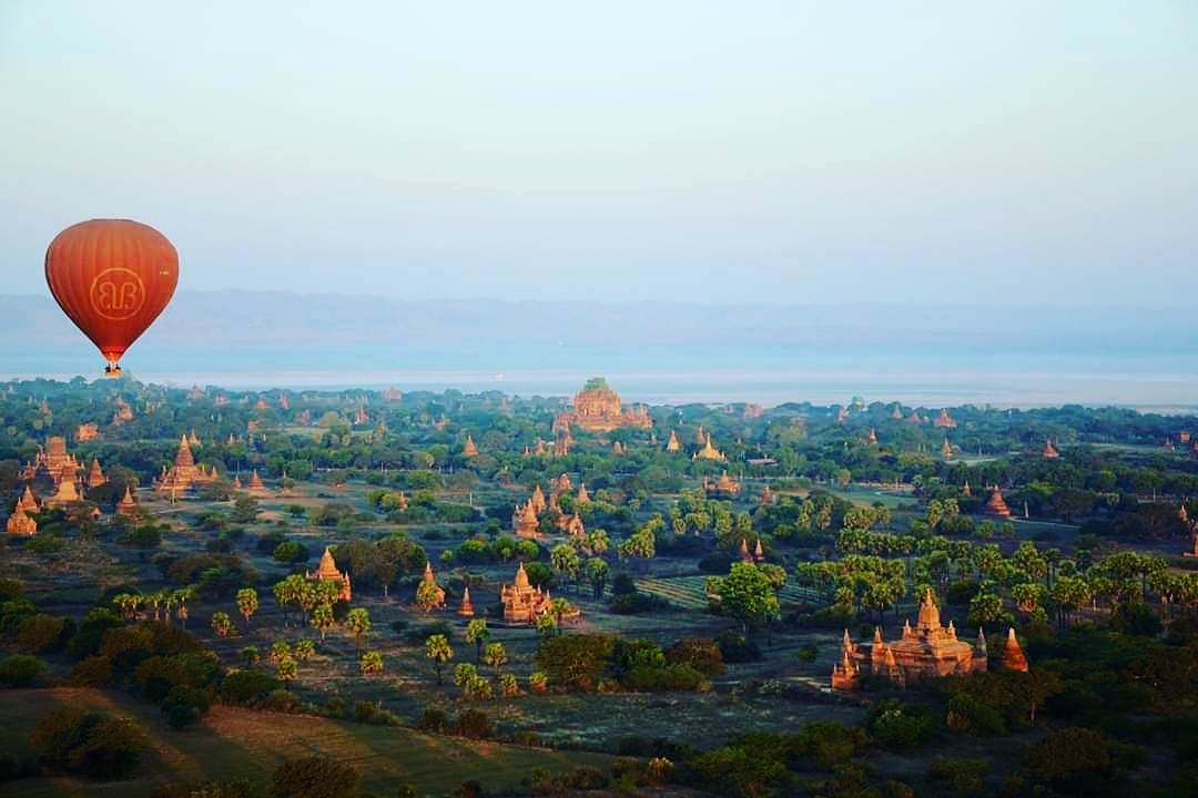 Floating in a hot air balloon above the scattered Temples of Bagan. I do hope I'll be a bird in my next life!