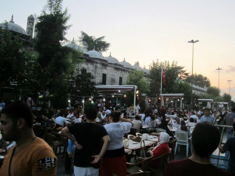 The communal feast outside the mosque.