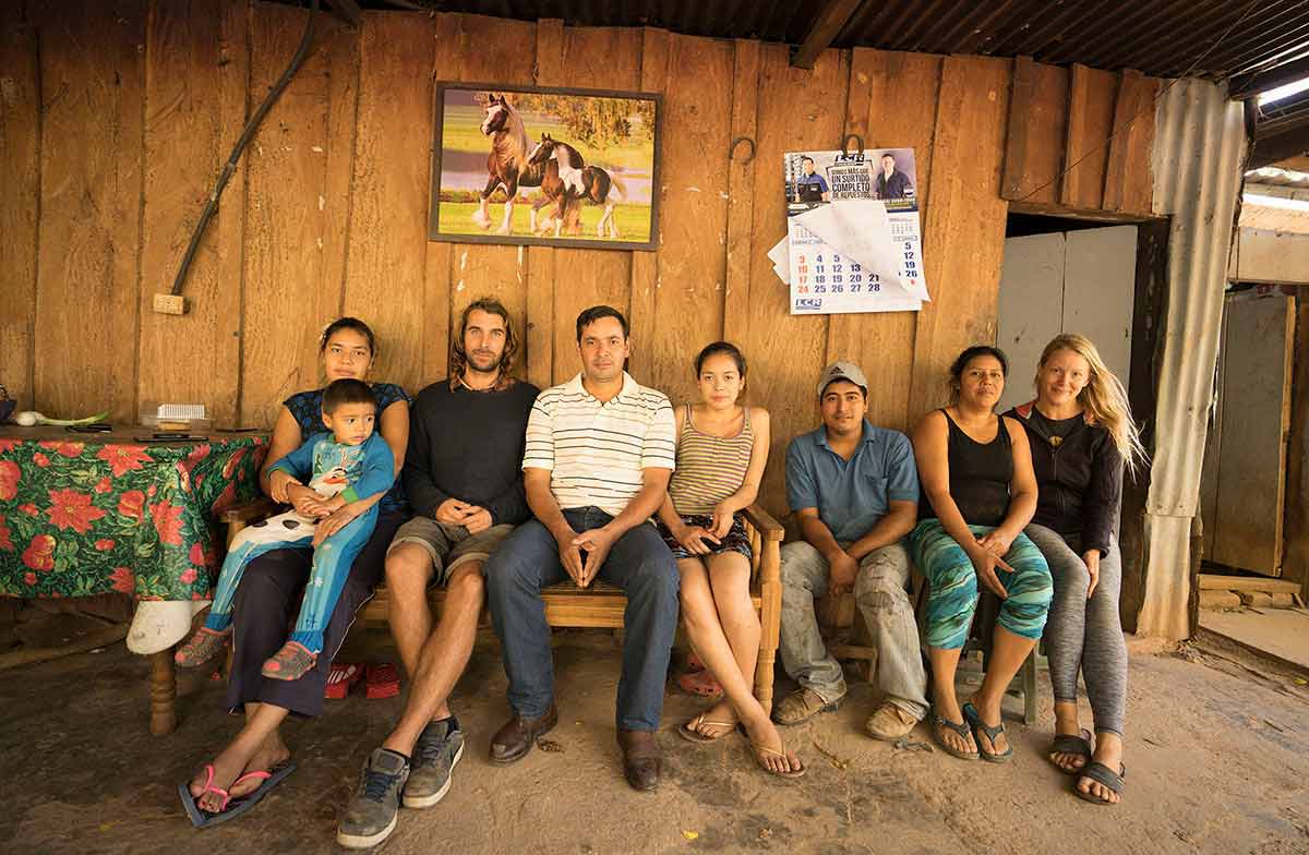 Dane (with beard) and Sara (far right) with the families at the homestay.