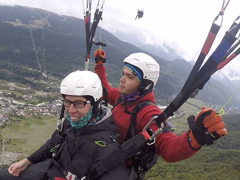 The author paragliding over Mestia.