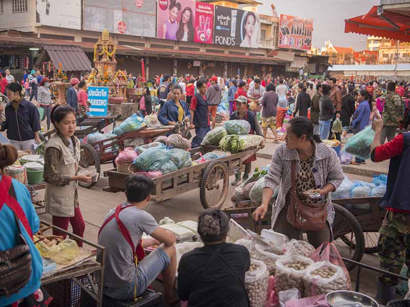 A market in Vientiane, Laos.