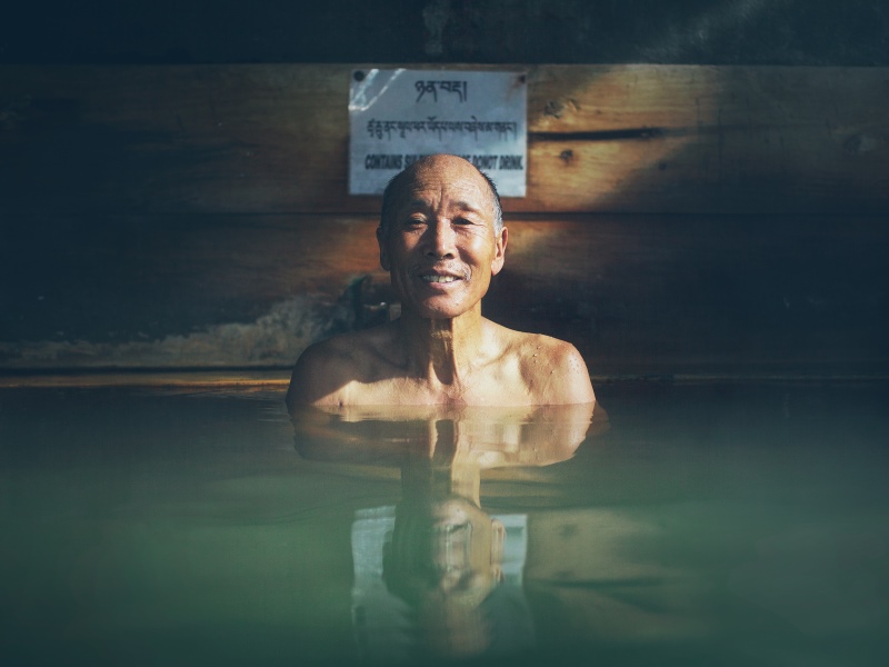 The elderly come from all over Bhutan to bathe in the blessed holy hot springs of Gasa. The waters are said to cure all ailments after a day's soak. 