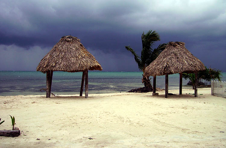 Stormy beach in belize