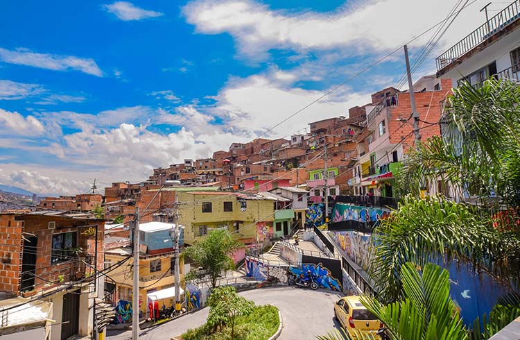 Colorful buildings in Comuna 13, Medellin