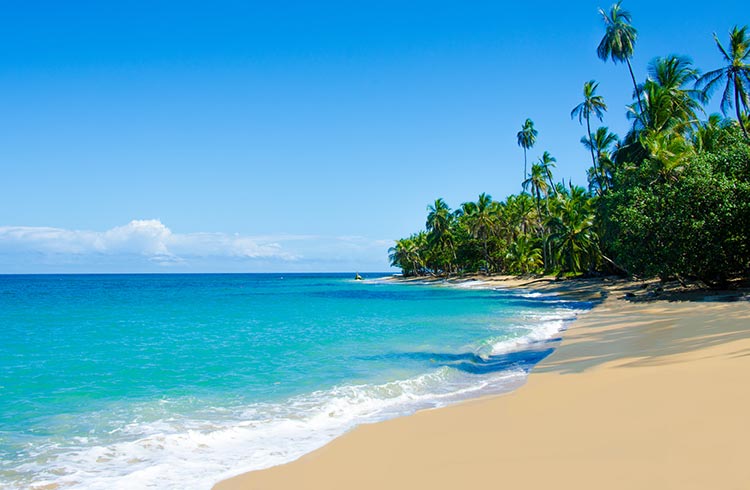 The beautiful coastline of Chiquita and Cocles in Costa Rica