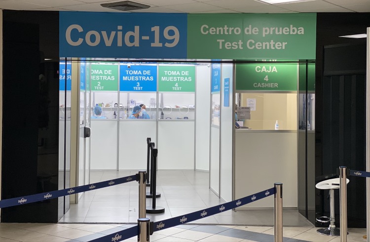 A COVID-19 rapid testing site in a Panama airport.