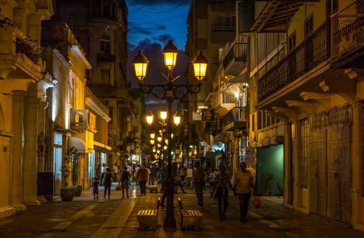 Streets of Dominican Republic at night