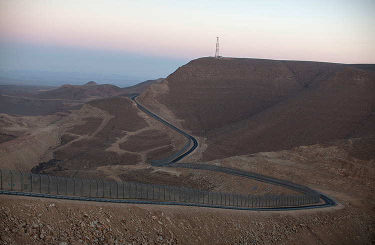 Israeli Egyptian border at sunset