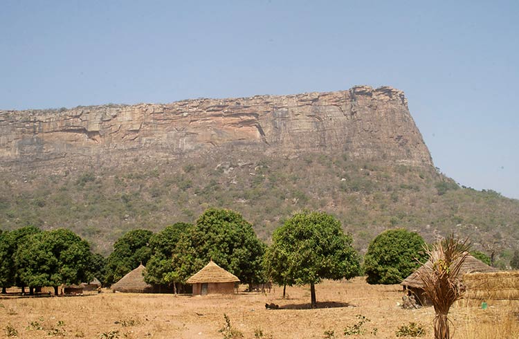 Dry mountainous landscape in Guinea, West Africa