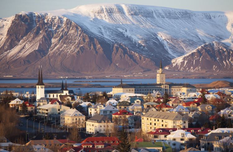 An aerial view of Reykjavik, Iceland's capital city. 