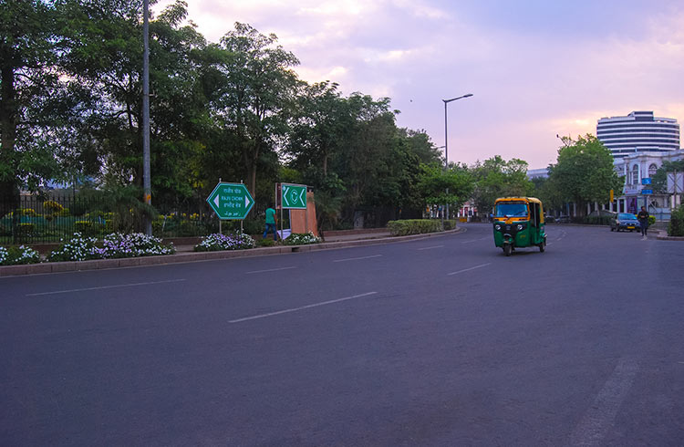 Empty road in Rajiv Chowk, New Delhi due to coronavirus