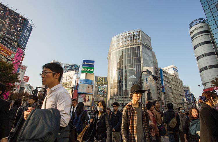 A busy crossing in Tokyo, Japan