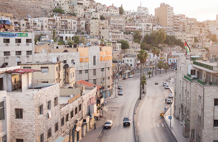 Brown buildings with two quiet streets, AmmanT